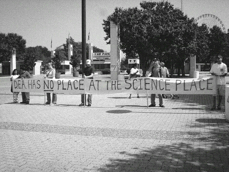 Protest against DEA exhibit