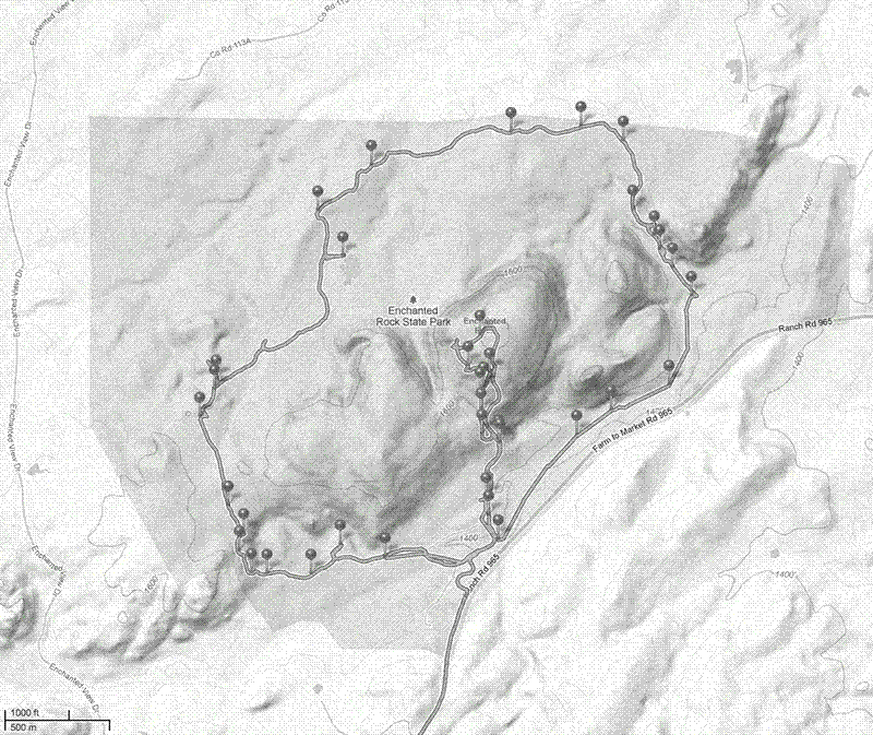 Enchanted Rock photo waypoints